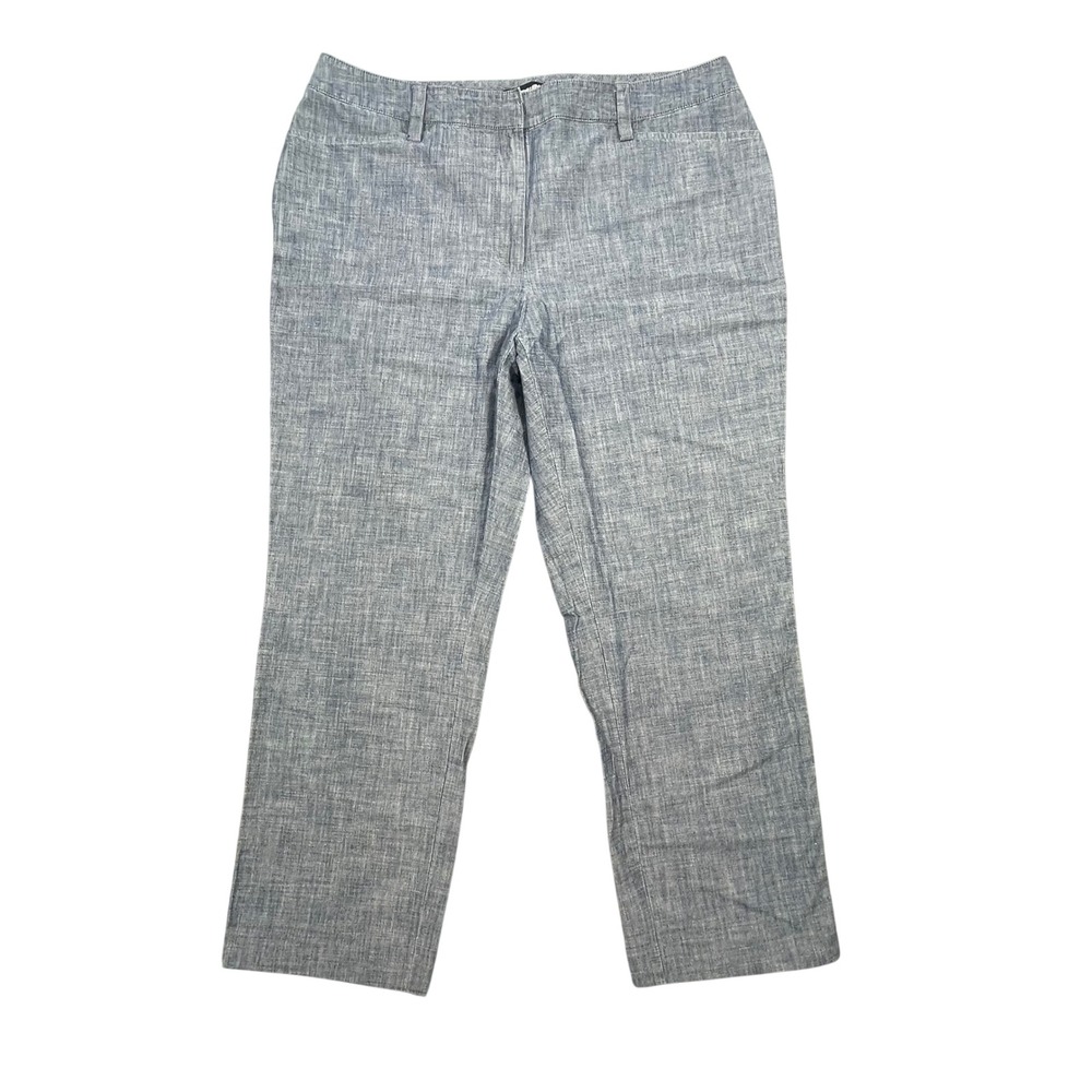 Lands End Blue Mid Rise Slim Leg Cotton Pants Women 12